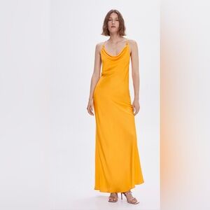 Draped neck satin dress MANGO
